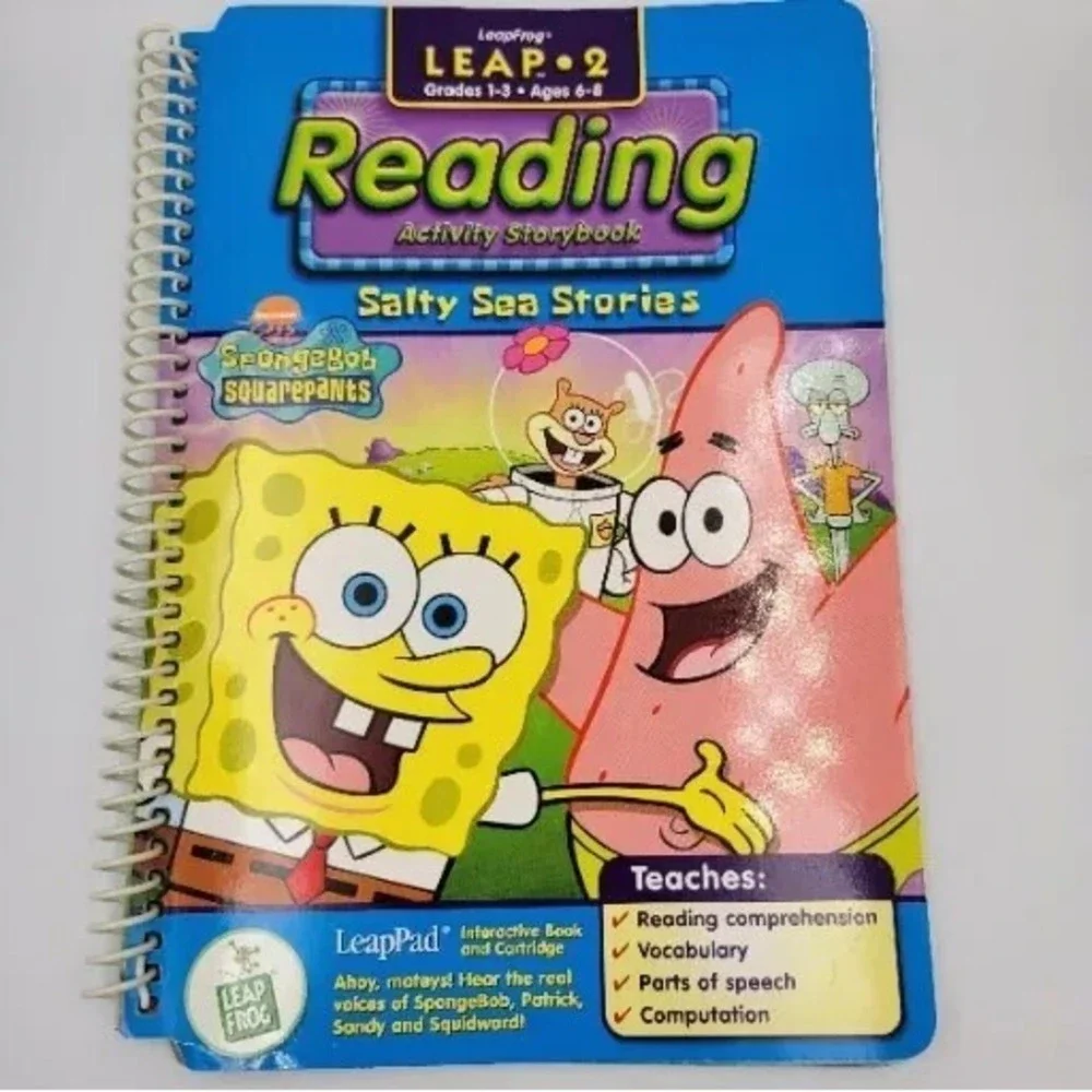 LeapFrog Leap 2 Reading G1-3  Sponge Bob Salty Sea Stories Book & Cartridge Used